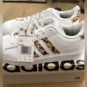 Adidas Women's White and Animal Print Sneakers